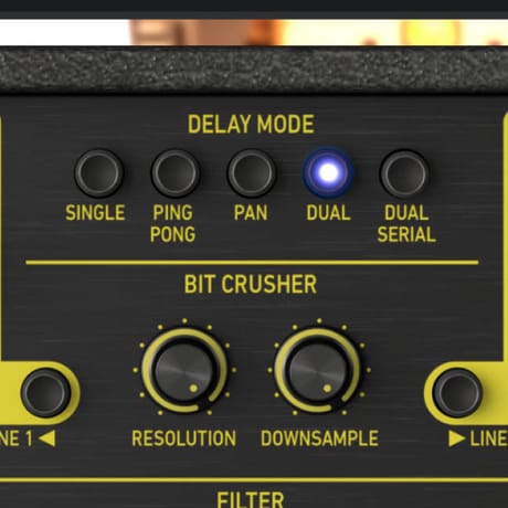 Arturia Delay ETERNITY フィードバック内の音色加工