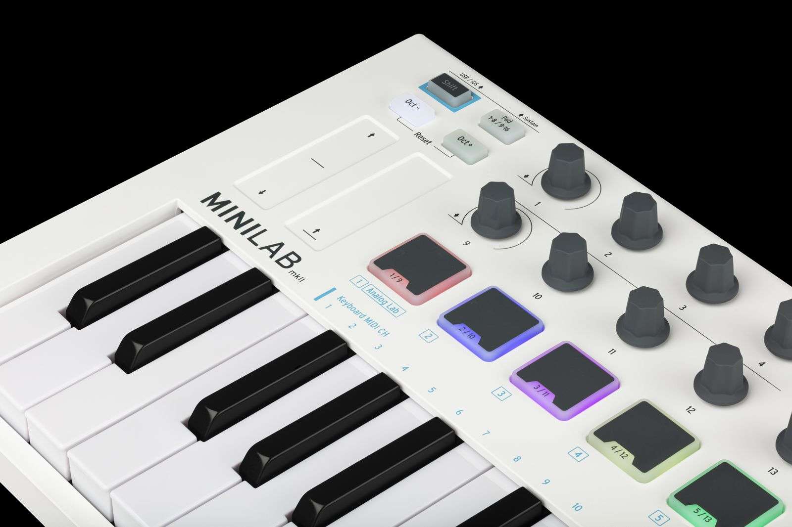 Arturia MiniLab MK II Contrôleur MIDI universel 25 touches 16 Pads RVB rétro-éclairés