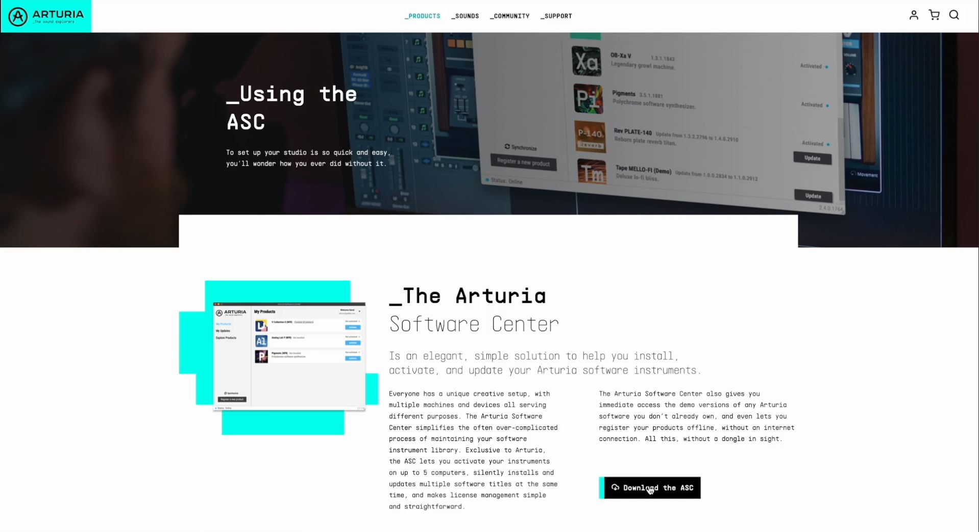 download arturia software center