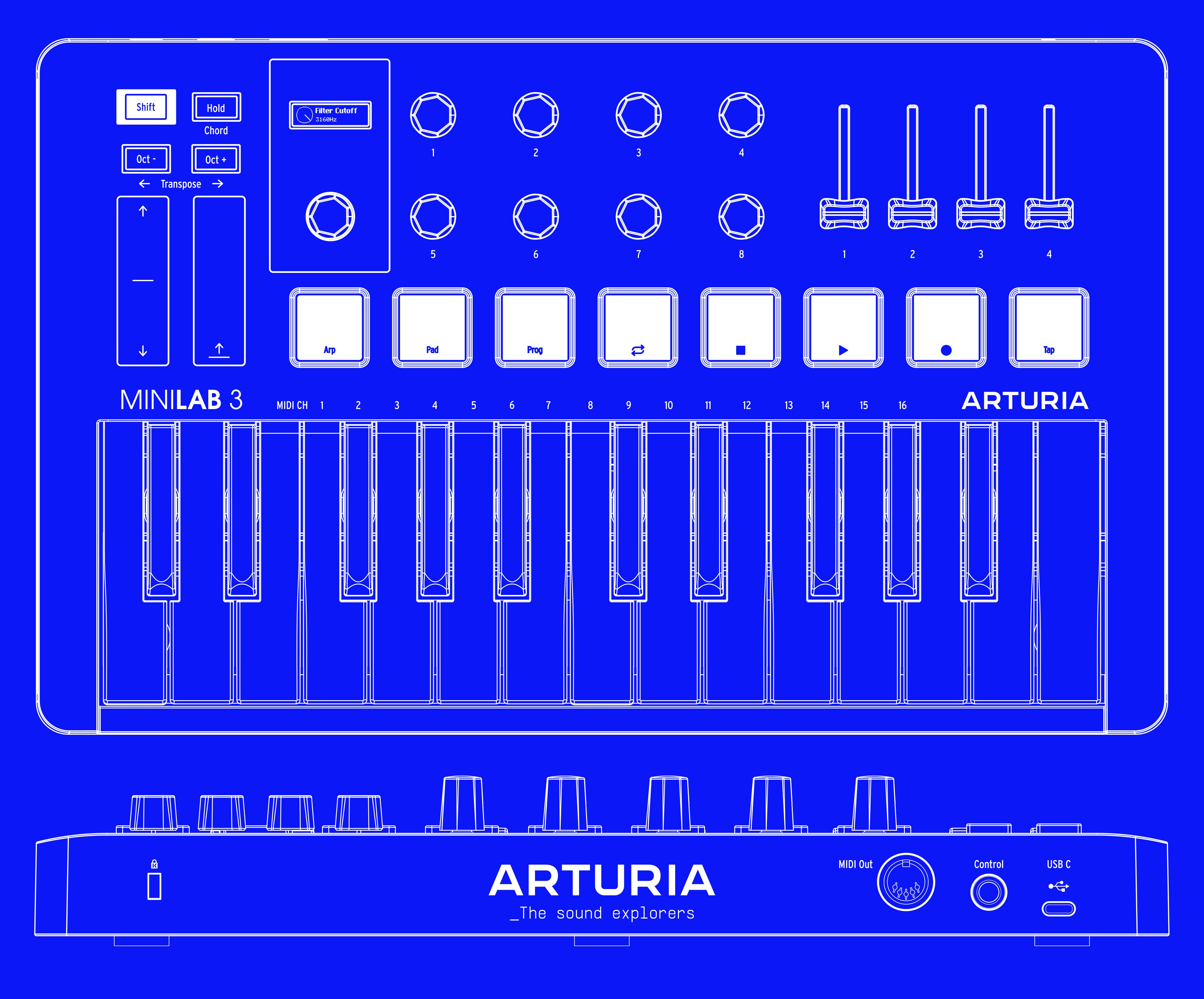  Arturia MiniLab 3 MIDI Keyboard Controller Recording Studio  Equipment Bundle - ESI USB Audio Interface, Condenser Microphone XLR,  Passive Monitor Controller, Studio Headphones & Avid Pro Subscription :  Musical Instruments