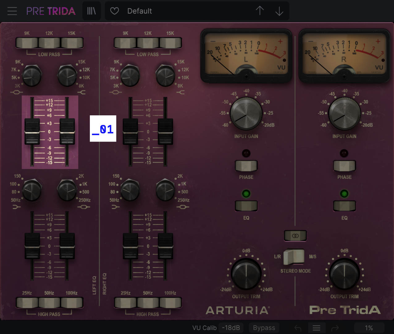 4 band, twin-channel equalizer
